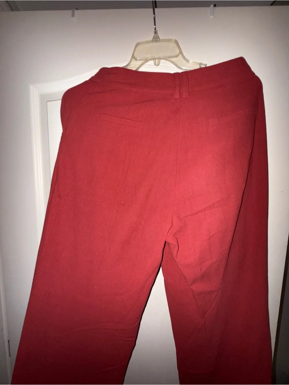 Red Women's Linen Blend High-Waist Pants with crop vested top set